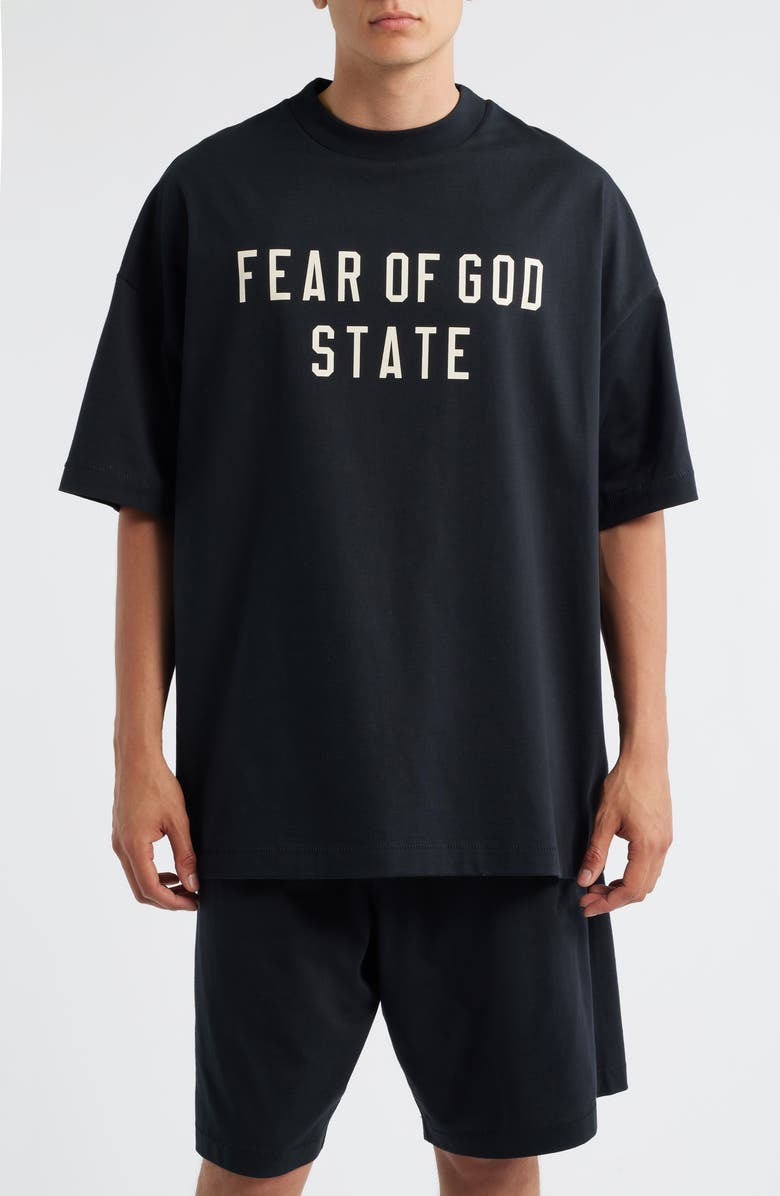 Fear of God Essentials '90s Fit Graphic T-Shirt, Main, color, Jet Black