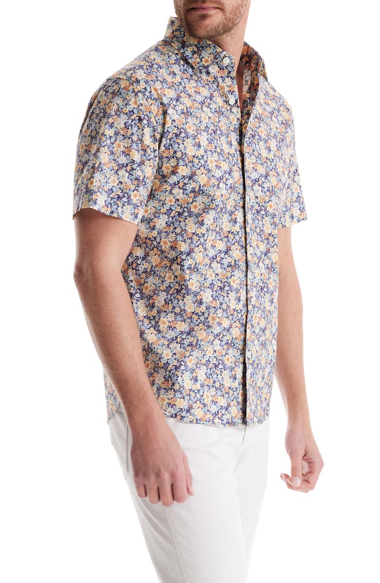 SOFT CLOTH Modern Fit Floral Short Sleeve Cotton Button-Up Shirt, Alternate, color, 