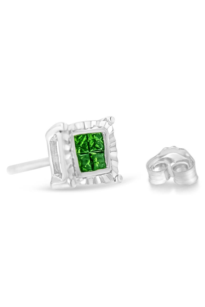 Silver Color Princess Diamond Quad Stud Earring, Alternate, color, White