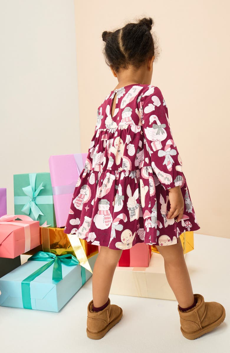 NEXT Kids' Long Sleeve Print Skater Dress, Alternate, color, Red