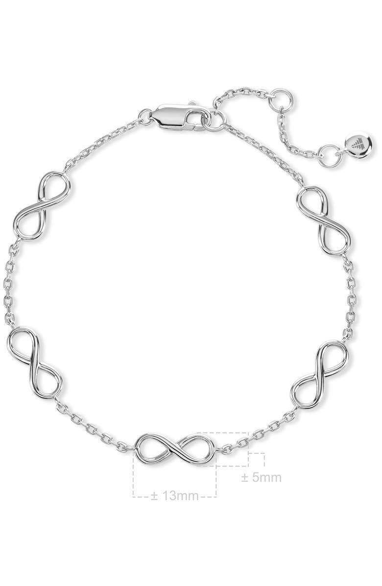 DEVATA Infinity Five-Charm Chain Bracelet in Rhodium Plated Sterling Silver, Alternate, color, Silver