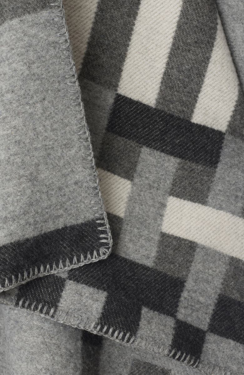 Burberry Colorblock Stripe Wool Cape, Alternate, color, Chalk