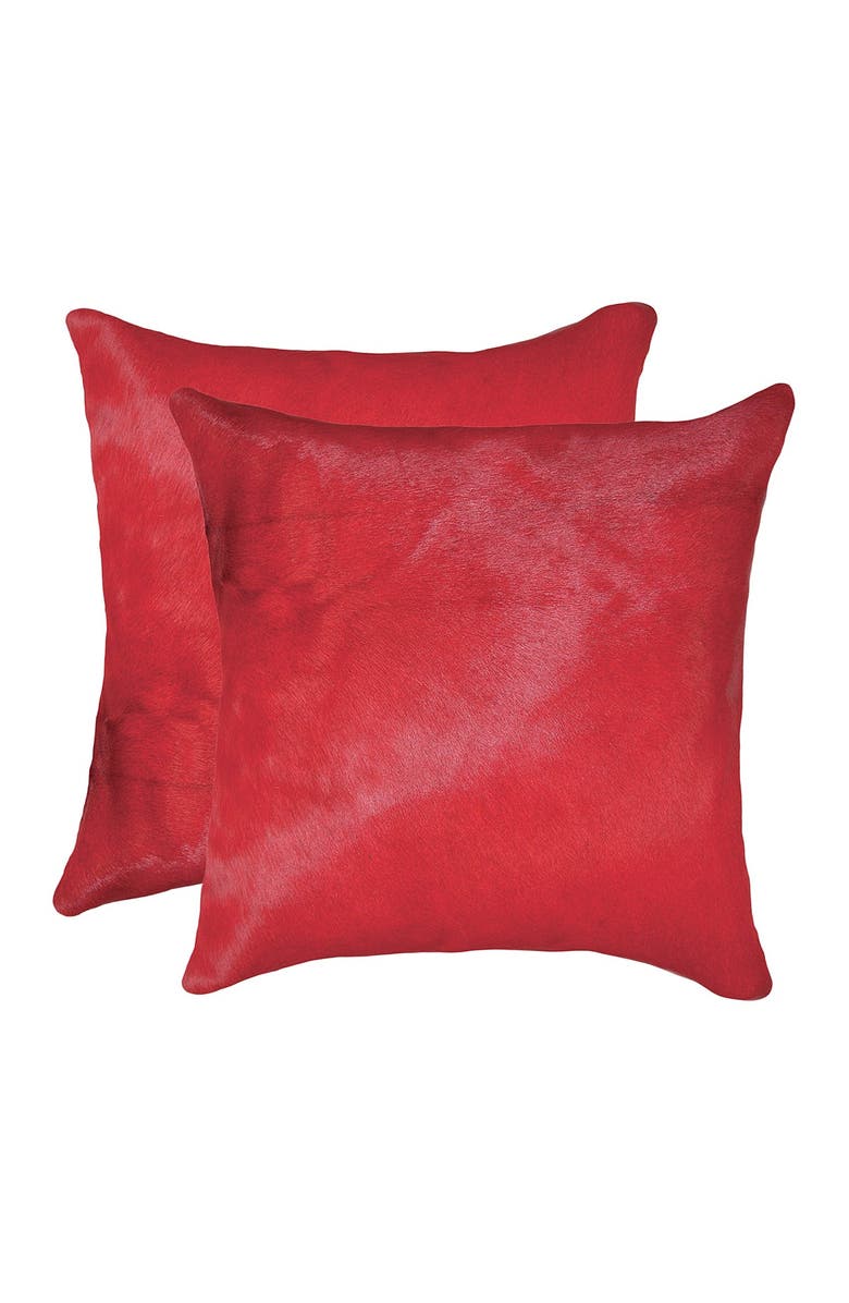 NATURAL Torino Genuine Cowhide Pillow - Set of 2 - 18" x 18" - Firecracker, Main, color,