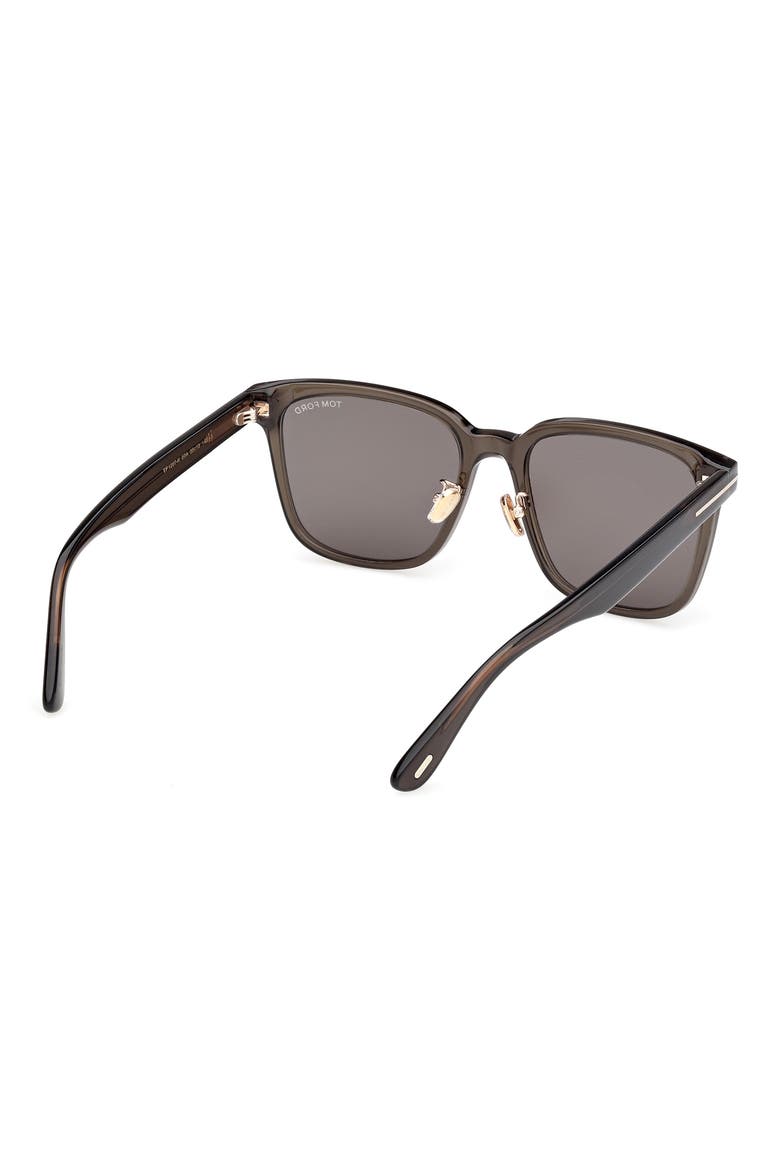 58mm Square Sunglasses, Alternate, color, SHINY BEIGE / SMOKE