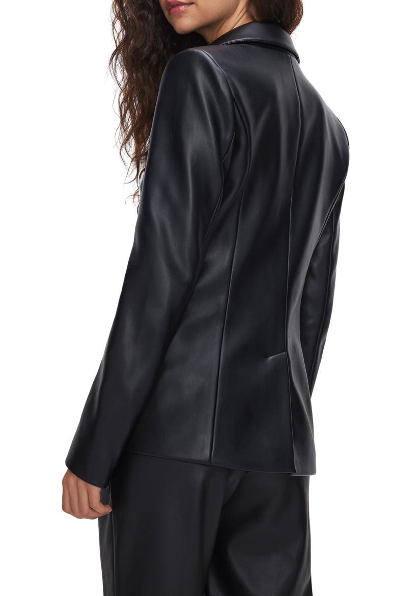 Sculpted Faux Leather Blazer, Alternate, color, BLACK001