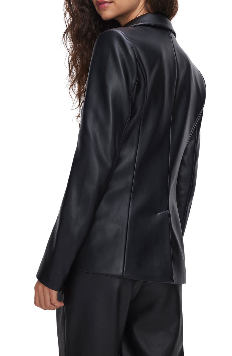 Good American Sculpted Faux Leather Blazer, Alternate, color, Black001