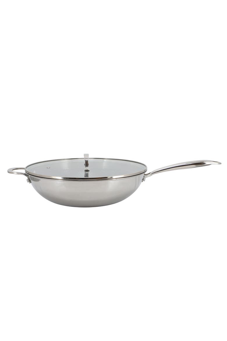 12.5" Stainless Steel Nonstick Wok with Lid in Silver, Alternate, color, Silver