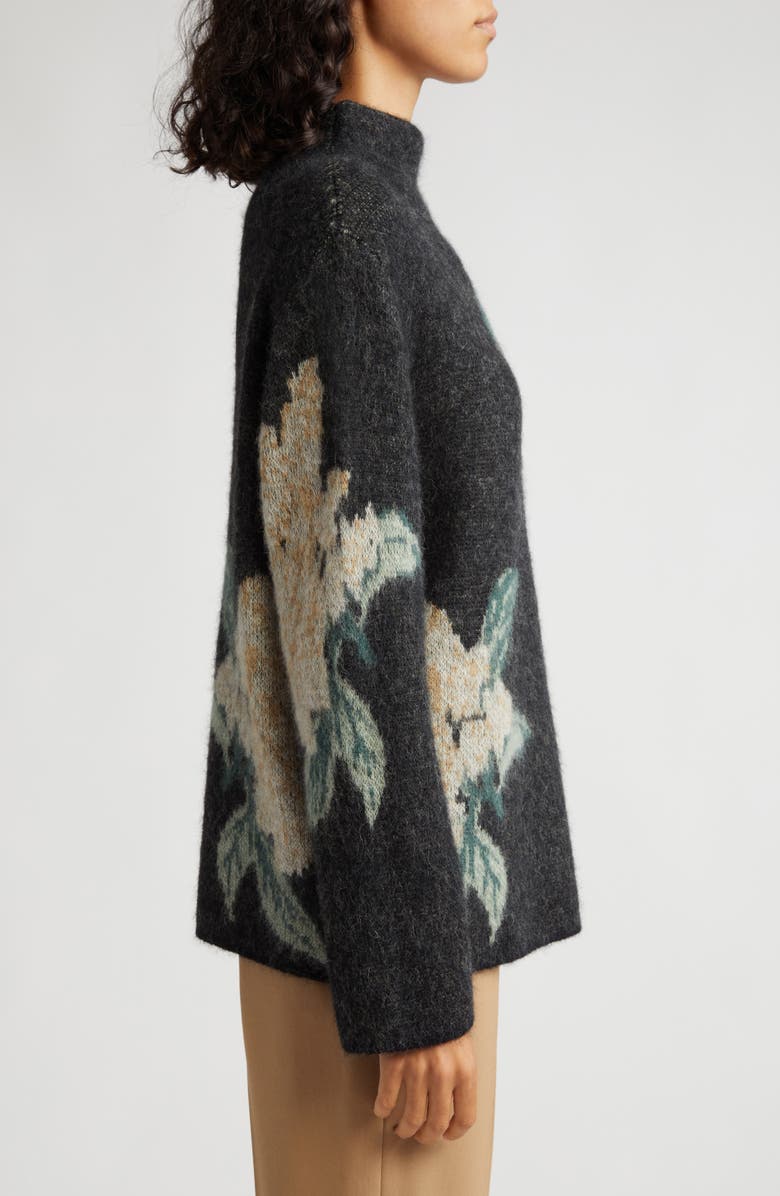 Vince Floral Print Brushed Funnel Neck Sweater, Alternate, color, 