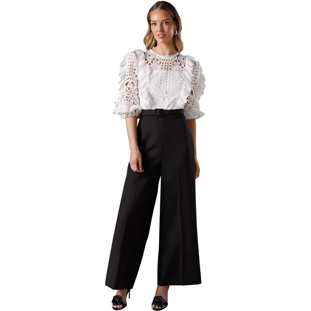 Coast Lace Cut Out Belted Jumpsuit In Gold