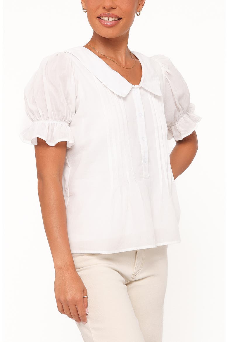 Aisling Pleated Cotton Top, Alternate, color, WHITE