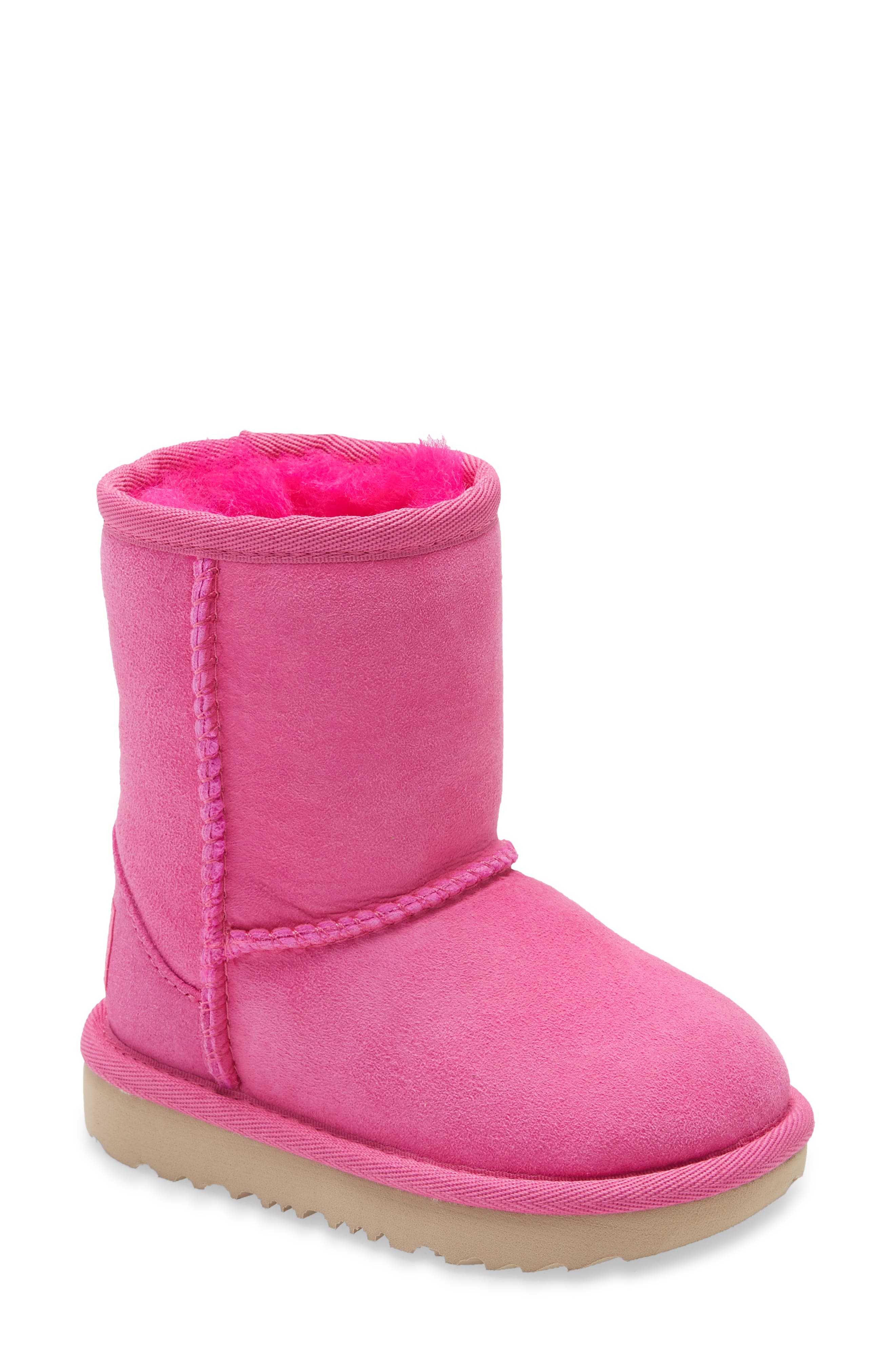 Kids' Classic Short II Water Resistant Genuine Shearling Boot, Main, color, ROCK ROSE