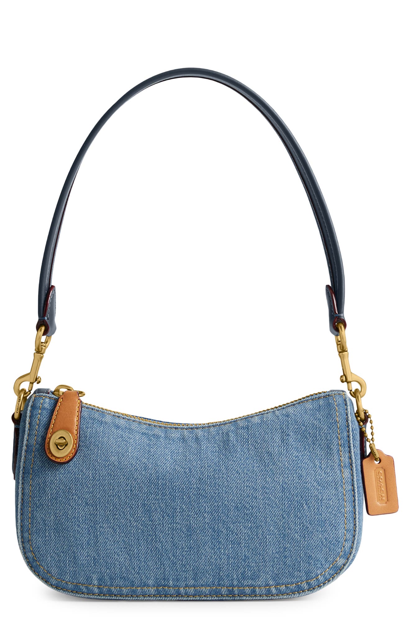 COACH Denim Shoulder Bag, Main, color, 