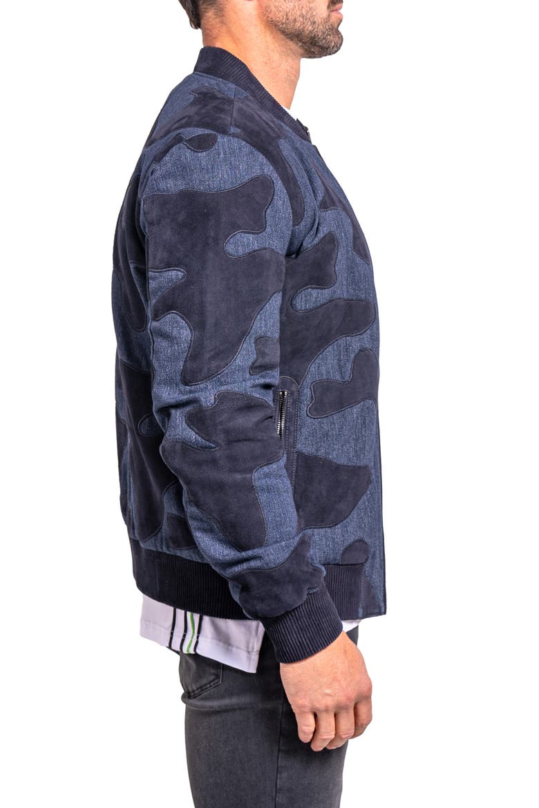 Ascension0008 Leather & Denim Camouflage Jacket, Alternate, color, BLUE
