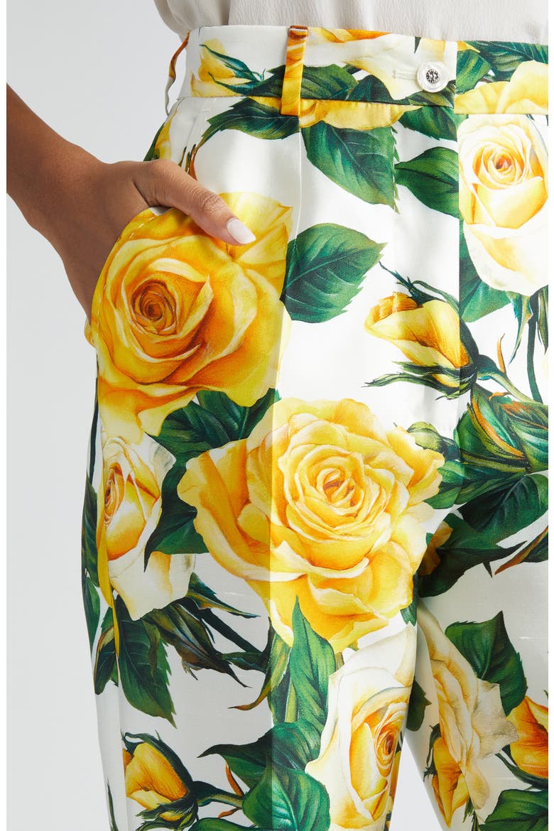 Rose Print Ankle Trousers, Alternate, color, ROSE GIALLE