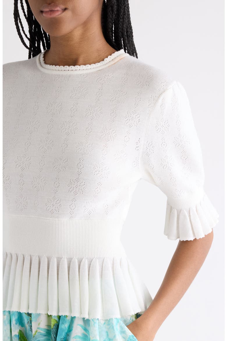 Ruffle Prim Pointelle Crop Wool Sweater, Alternate, color, ICONIC MILK