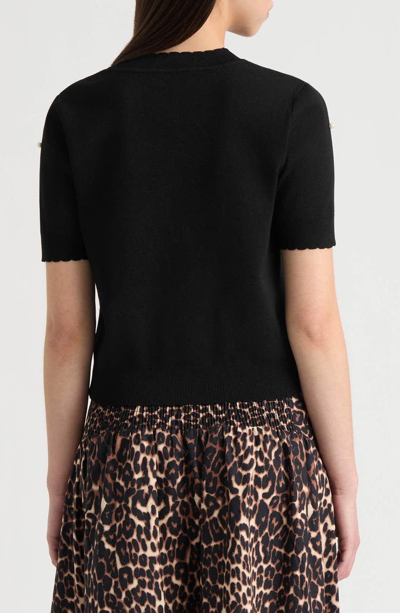 NVLT Faux Pearl Embellished Sweater Cardigan, Alternate, color, Black