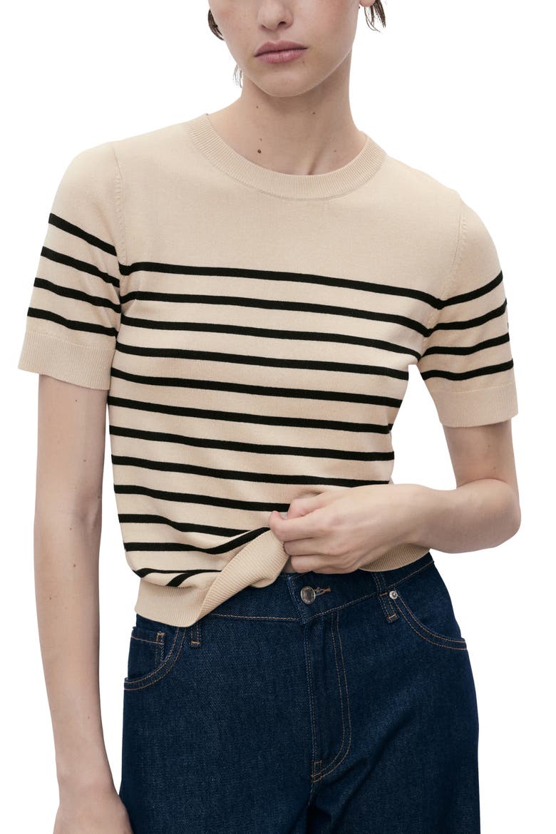 Short Sleeve Sweater, Main, color, MEDIUM BROWN