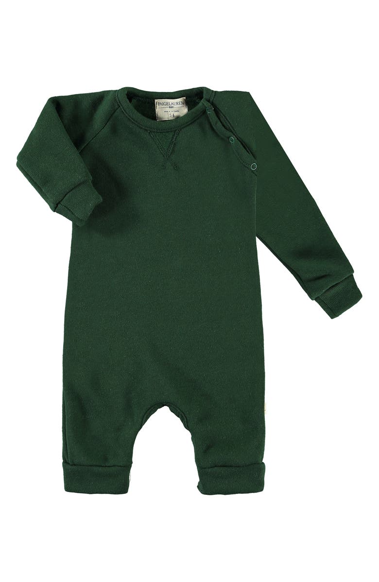 PAIGELAUREN Heavyweight Fleece Romper, Main, color, Green