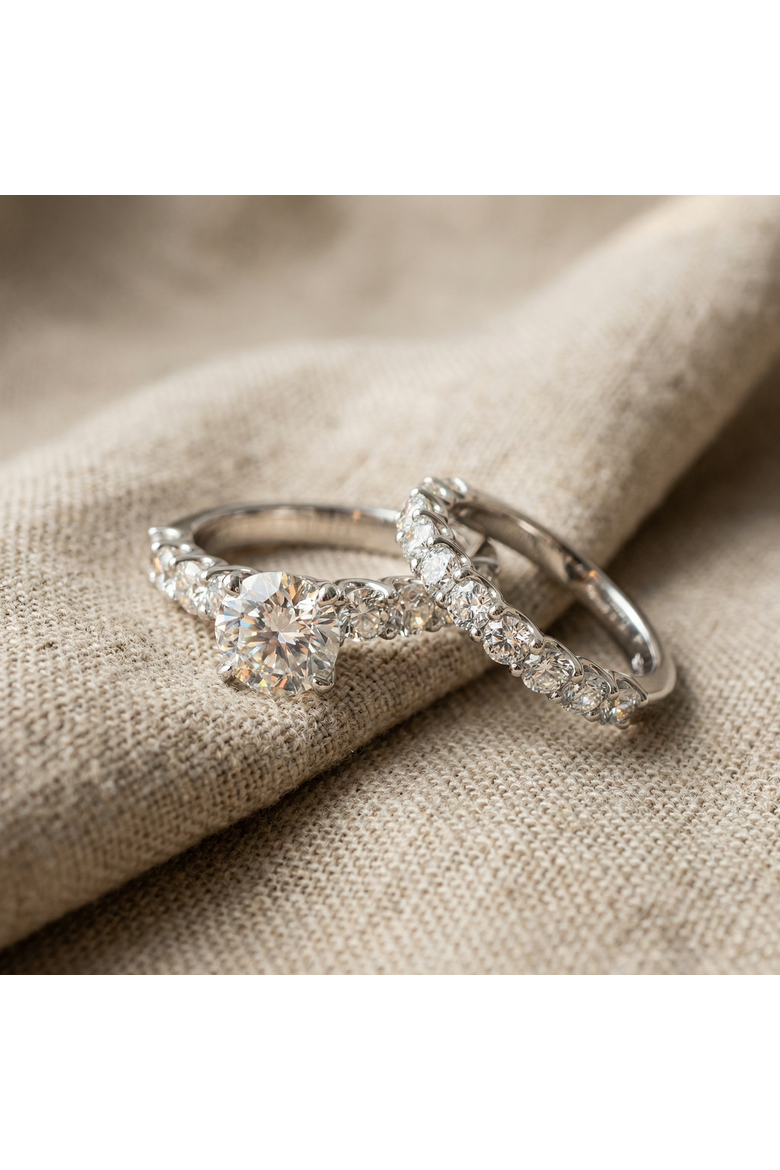 2 1/2Ct Celeste Diamond Engagement Ring Set 10K Gold Lab Grown, Alternate, color, 10k White Gold