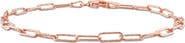 DELMAR 18K Rose Gold Plated Sterling Silver Textured Paperclip Chain Bracelet