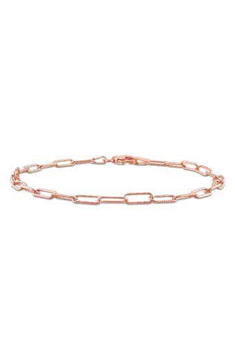18K Rose Gold Plated Sterling Silver Textured Paperclip Chain Bracelet