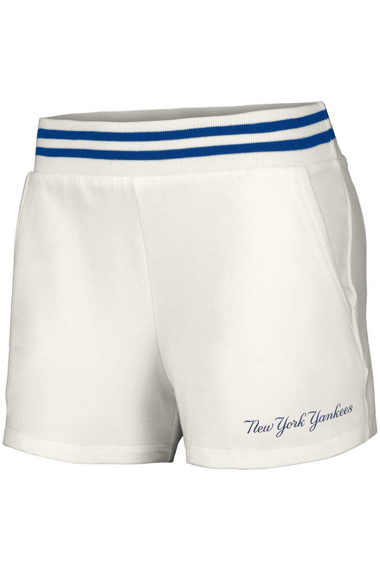 Women's Lusso  White New York Yankees Maeg Tri-Blend Pocket Shorts, Alternate, color, White