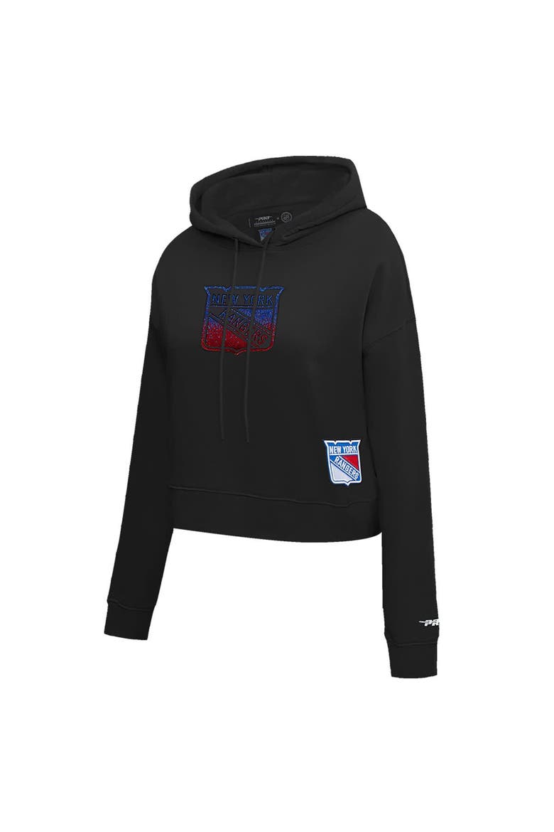 Women's Pro Standard  Black New York Rangers Jewels Cropped Pullover Hoodie, Alternate, color, Black