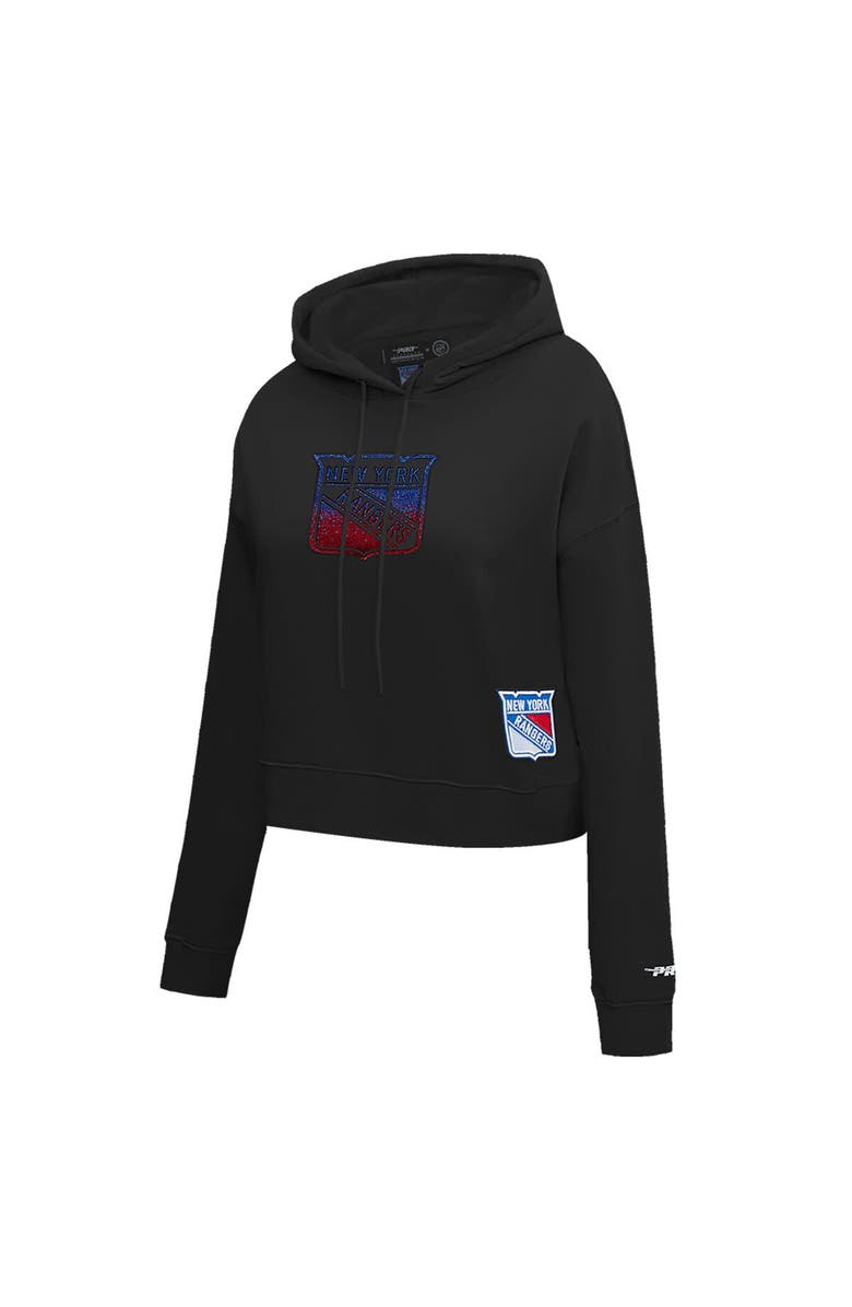 PRO STANDARD Women's Pro Standard  Black New York Rangers Jewels Cropped Pullover Hoodie, Alternate, color, Black
