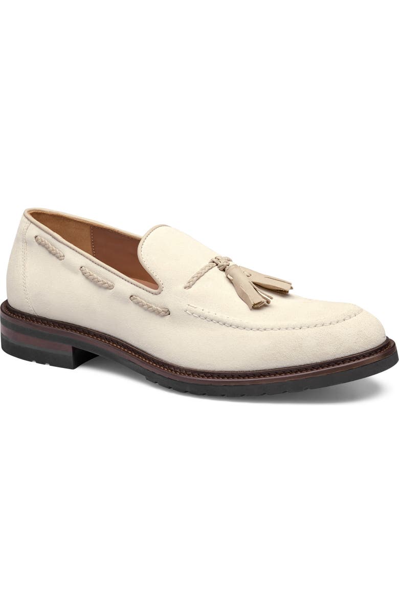 Johnston & Murphy Hartford Tassel Loafer, Main, color, Ivory Italian Suede