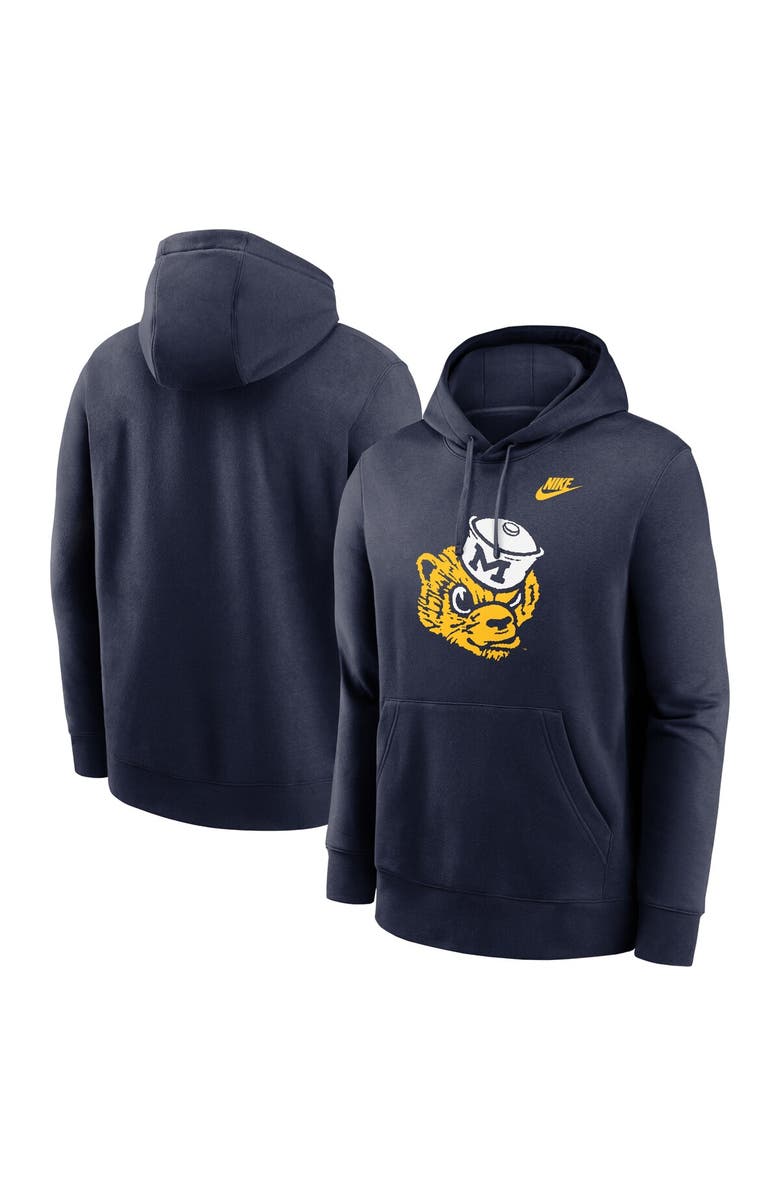 Nike Men's Nike Navy Michigan Wolverines Legacy Logo Club Fleece Pullover Hoodie, Main, color, Navy