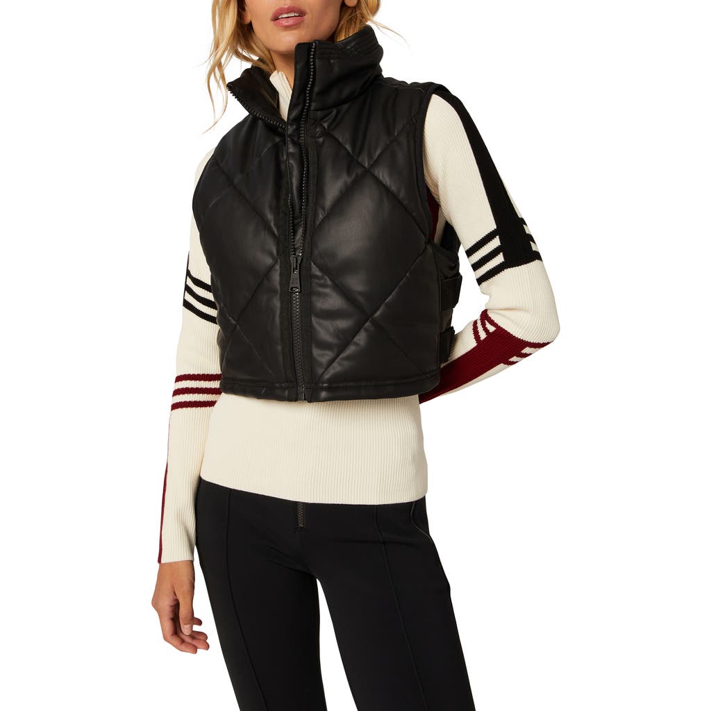 Alp N Rock La Vitesse II Crop Water Repellent Insulated Vest in Black Faux Leather