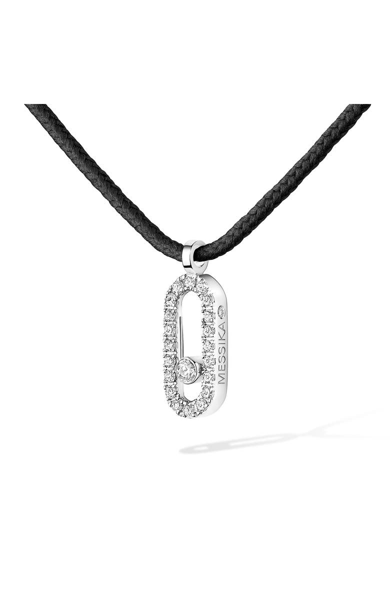 Messika Care Diamond Pavé Pendant Cord Necklace, Alternate, color, White Gold