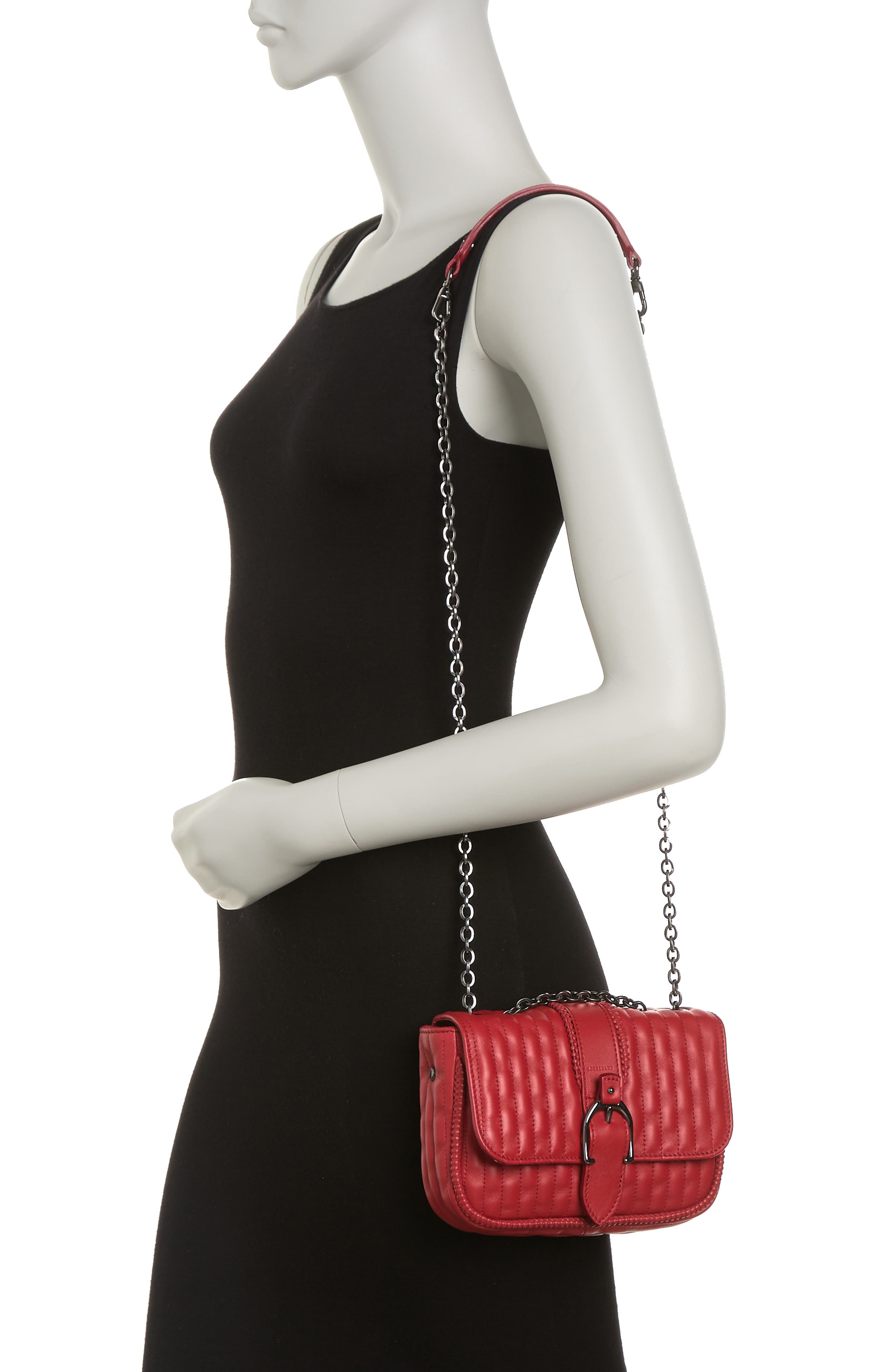 Longchamp Quilted Chain Strap Shoulder Bag, Alternate, color, Red