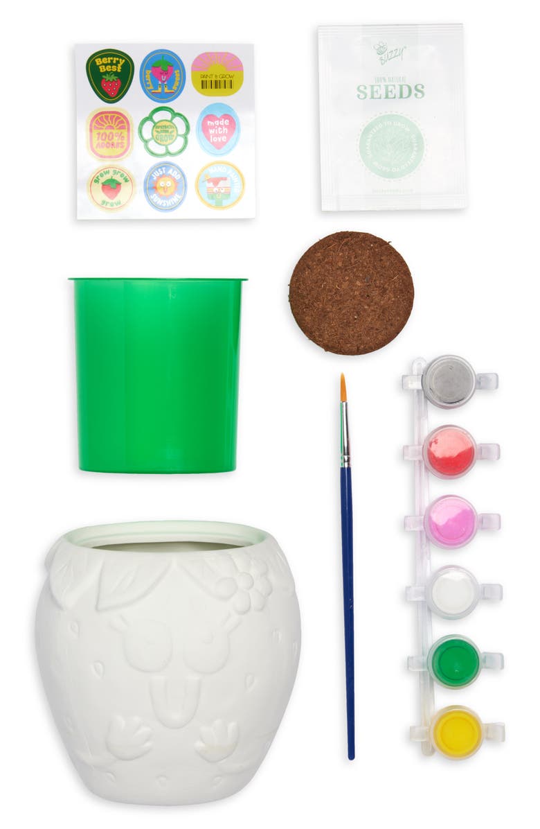 BRIGHT STRIPES Paint & Grow Strawberry Ceramic Planter & Seeds Set, Alternate, color, 