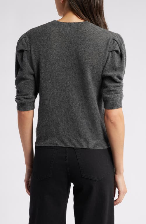 Frame Ruched Sleeve Recycled Cashmere & Wool Sweater In Dark Gris Heather