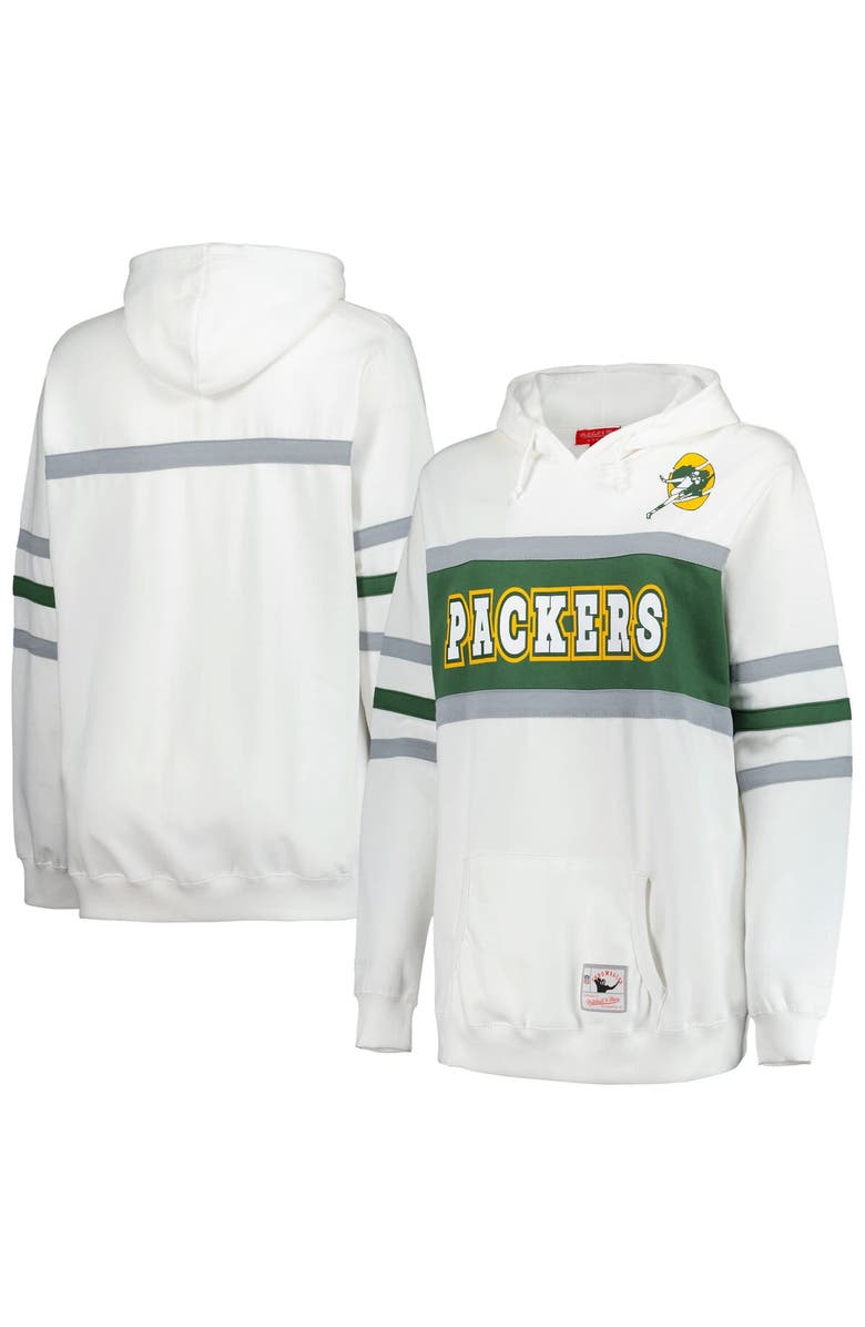 Mitchell & Ness Women's Mitchell & Ness White Green Bay Packers Plus Size Head Coach Throwback Pullover Hoodie, Alternate, color, White