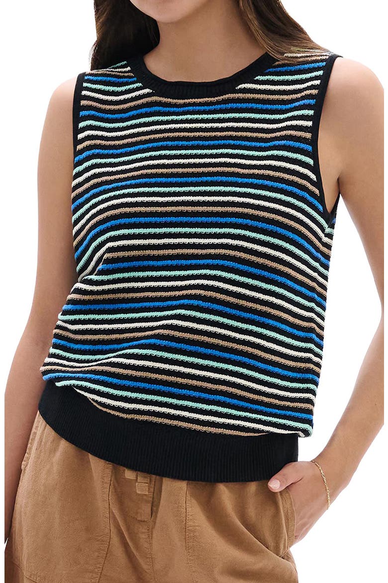 Kate Desert Stripe Cotton Sweater Vest, Alternate, color, BLACK