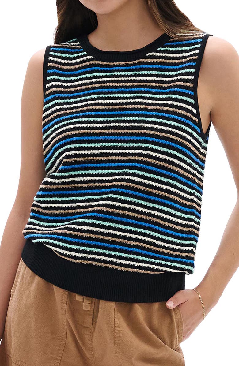 Hatley Kate Desert Stripe Cotton Sweater Vest, Alternate, color, Black