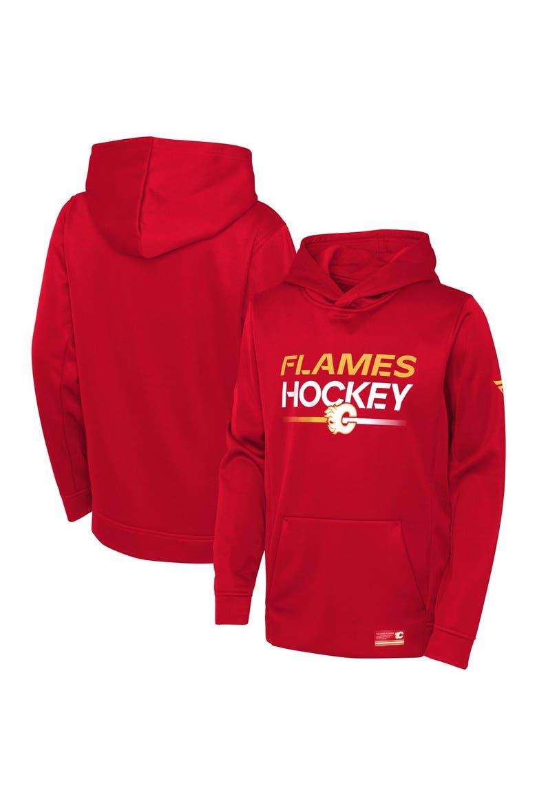 Youth Fanatics Branded Red Calgary Flames Authentic Pro Pullover Hoodie, Main, color, Red
