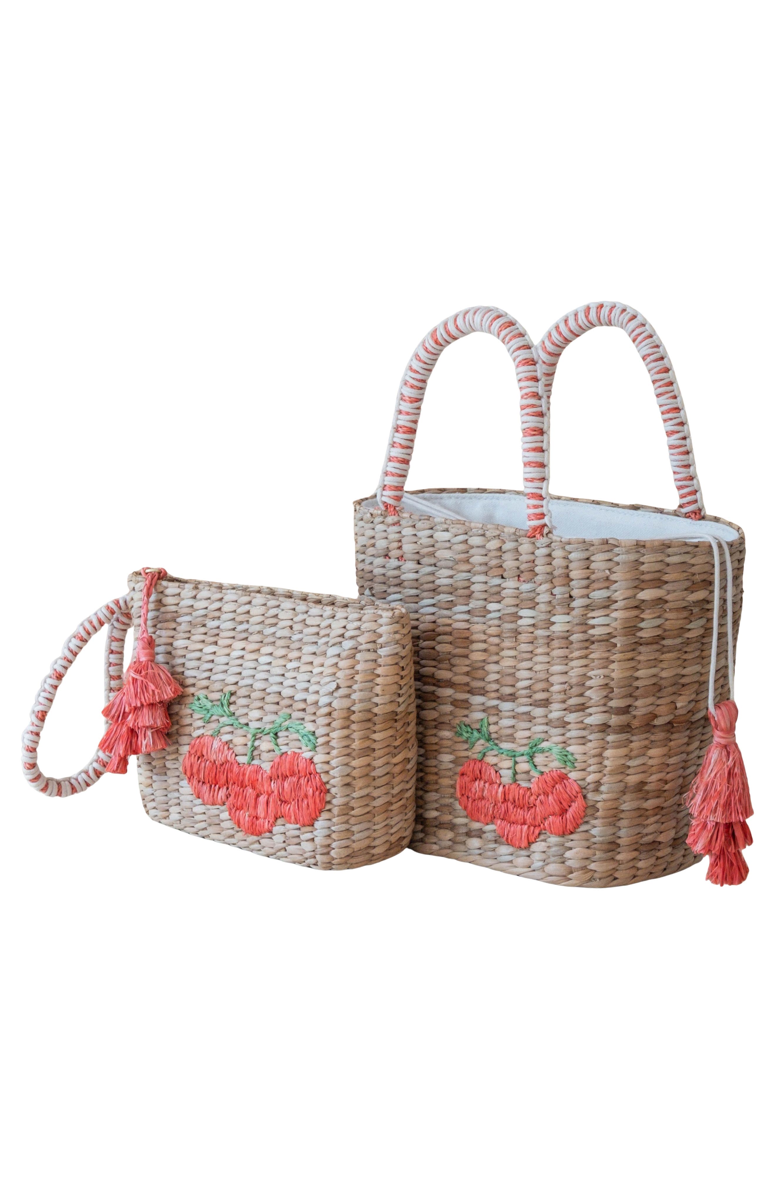 LIKHA Tomato Embroidered Straw Pouch, Alternate, color, 