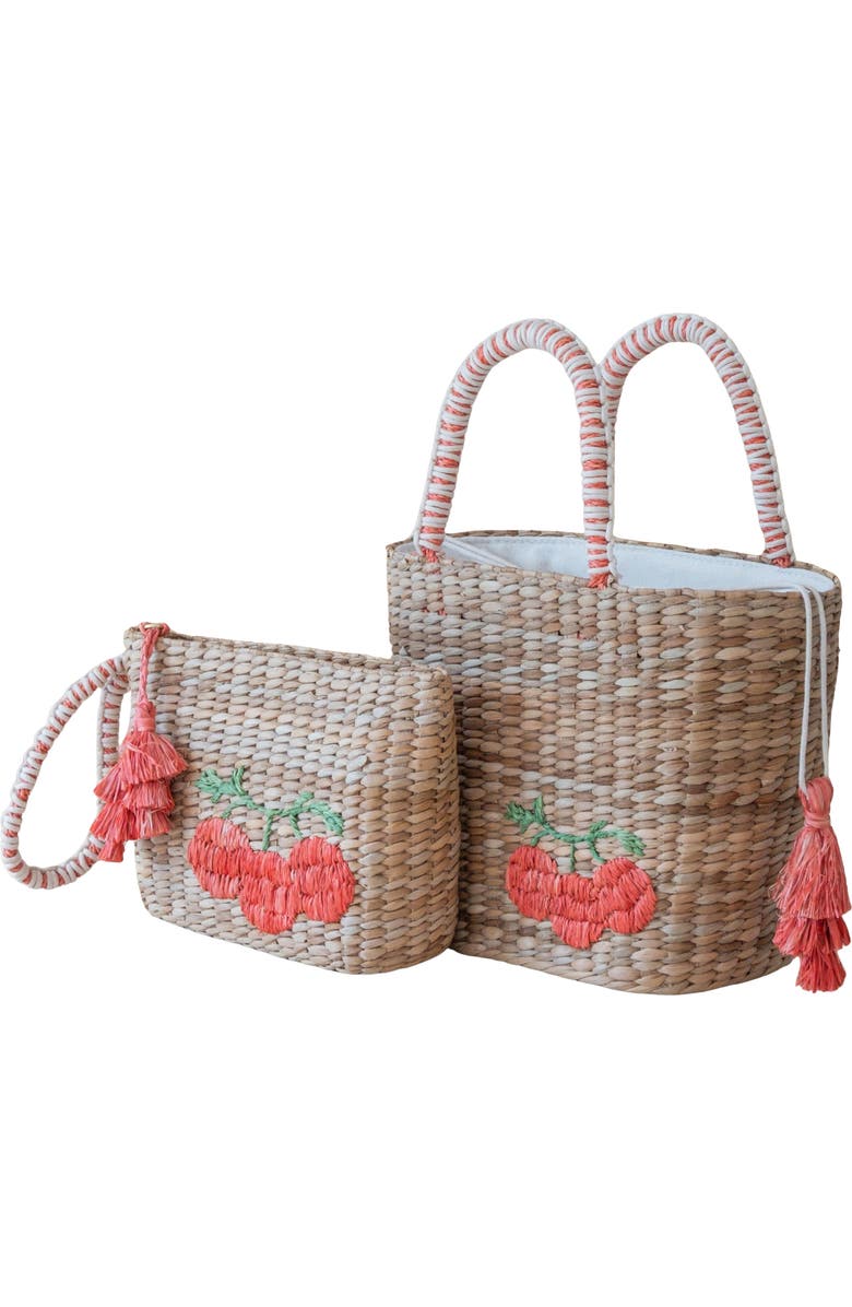 LIKHA Tomato Embroidered Straw Pouch, Alternate, color,