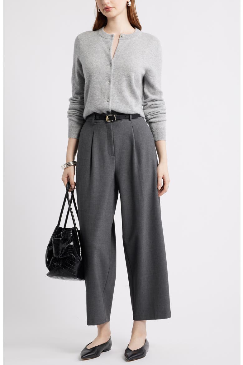 Cashmere Button-up Cardigan, Alternate, color, GREY SILK HEATHER
