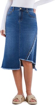 Wash Lab Denim Fray Two Step Denim Skirt