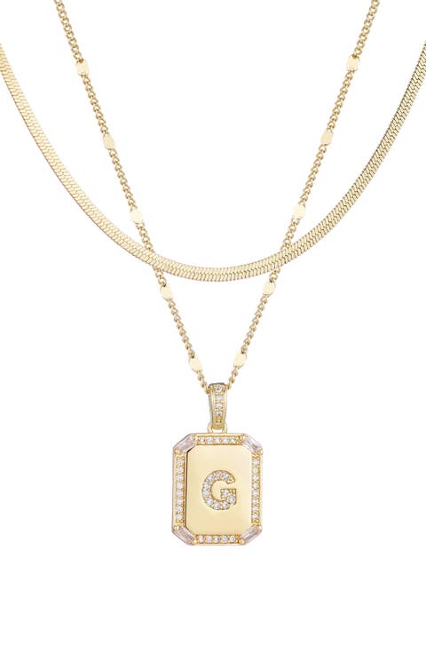 Initial Tag Pendant Necklace