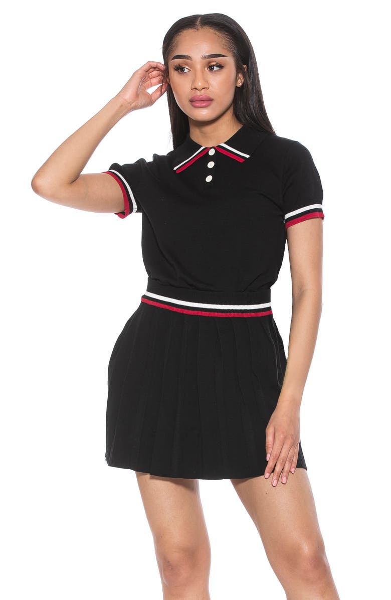 Alexia Admor Lena Stripe Short Sleeve Polo Sweater, Alternate, color,