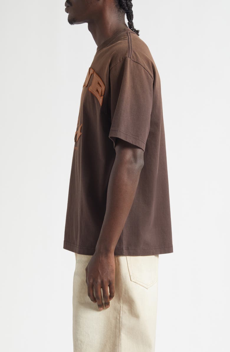 Acne Studios Gym Bro Logo Organic Cotton T-Shirt, Alternate, color, Dark Brown