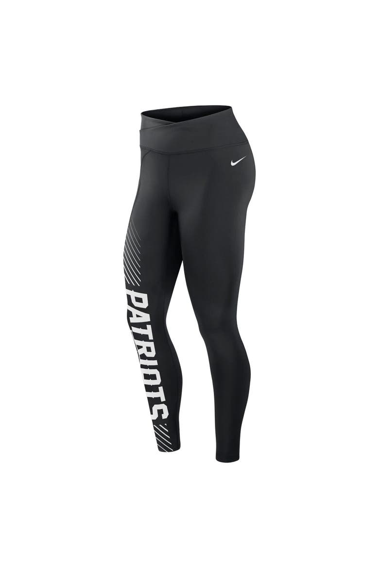Women's Nike Black New England Patriots Yard Line Crossover Leggings, Alternate, color, Black
