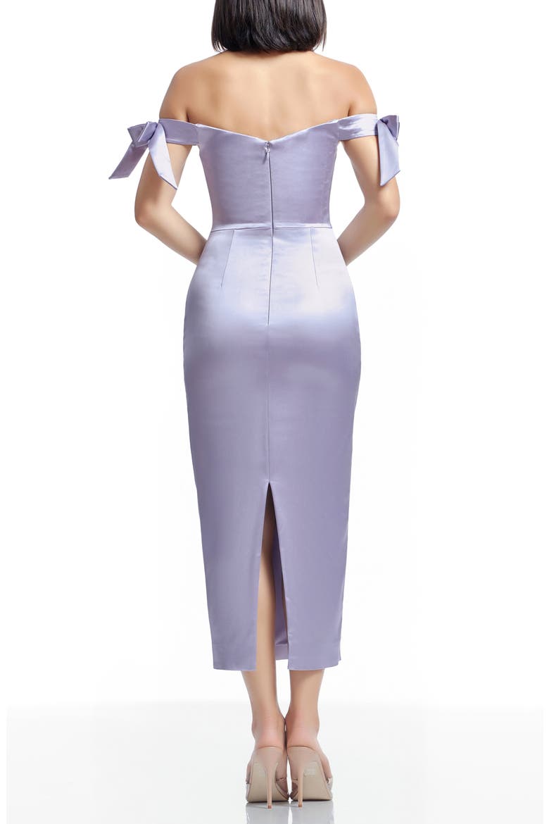 Verona Off the Shoulder Satin Midi Cocktail Dress, Alternate, color, DUSTY LAVENDER