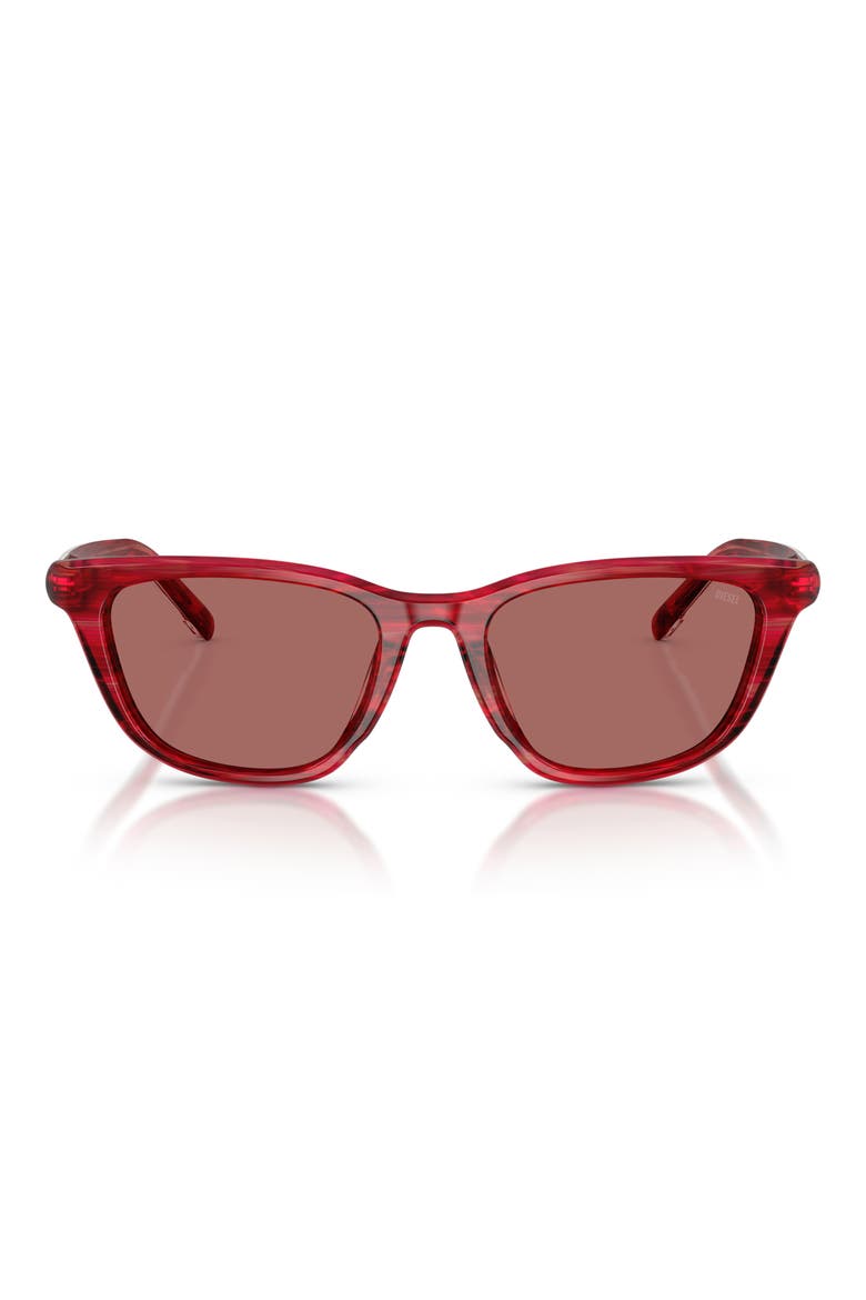 52mm Cat Eye Sunglasses, Main, color, STRIATED RED / DARK VIOLET