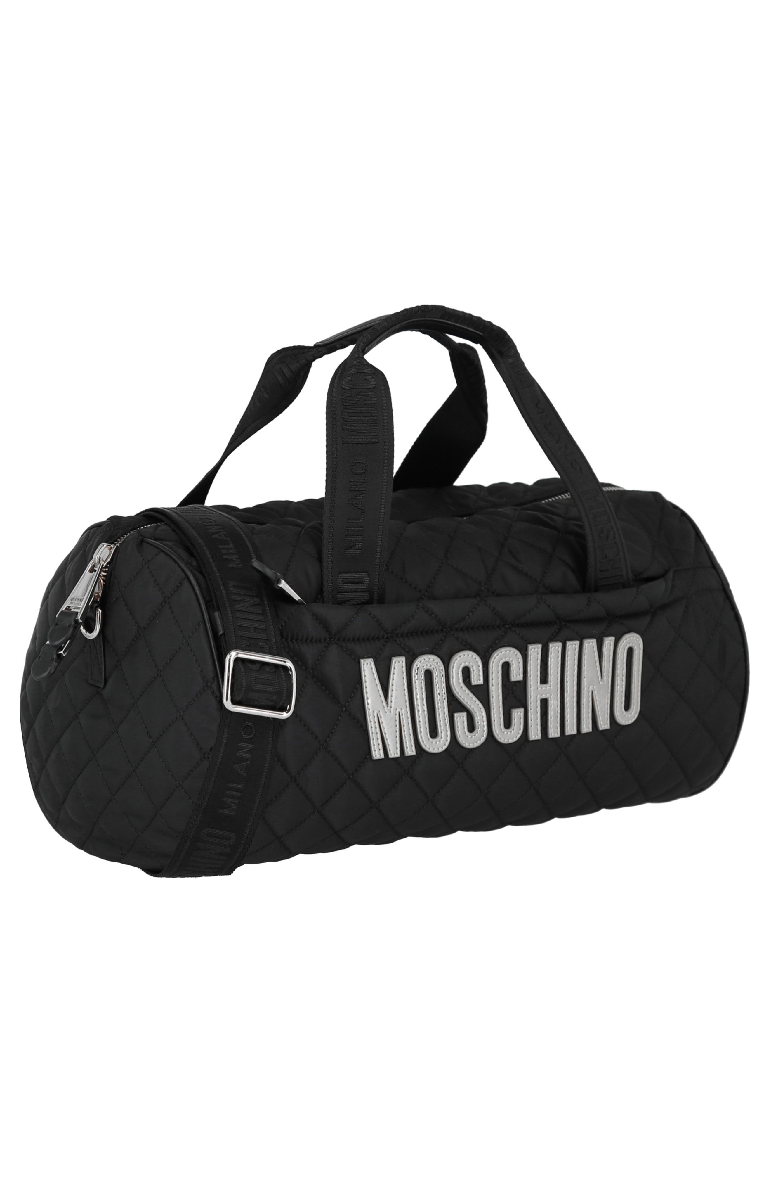 Moschino Travel Quilted Duffle Bag, Alternate, color, 